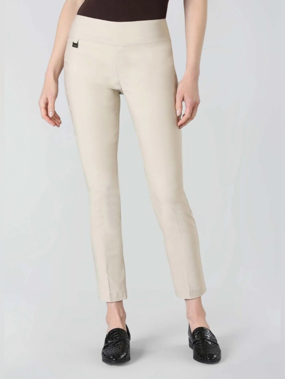 LISETTE Solid Magical Lycra 28" Ankle Pant in Light Khaki Women's 10